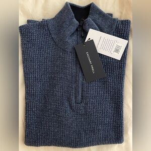 Brand: Zachary Prell Higgins Cotton & Cashmere Quarter Zip Sweater M dark blue